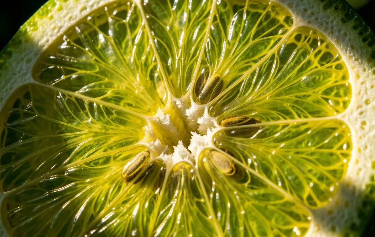 Microscopic view of botanical cellular structures